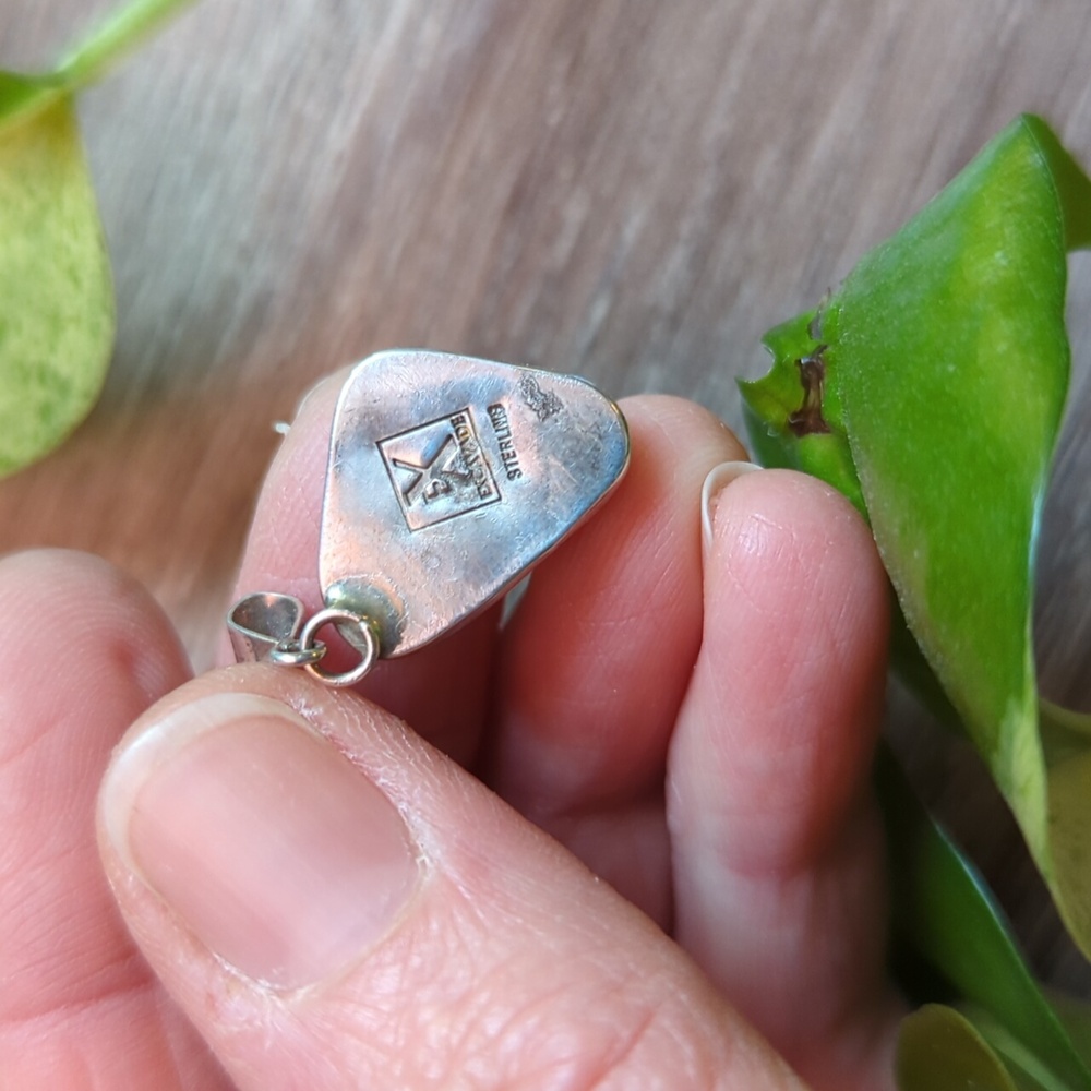 Chrysocolla and Sterling Silver Pendant - Picture 2 of 3